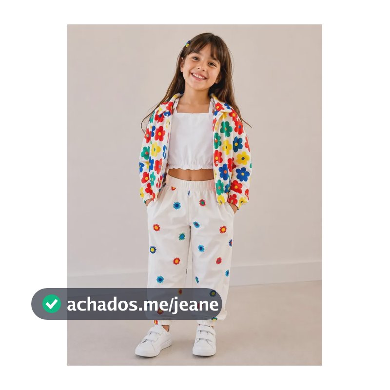 Conjunto Infantil Para Meninas Floral Bege