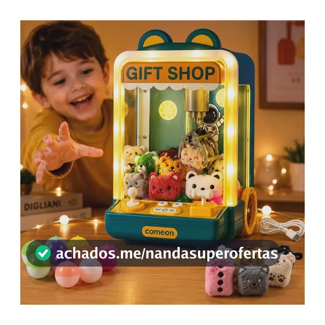 Mini Máquina Garra Infantil Pegar Ursinhos Com Pelúcias Usb Verde