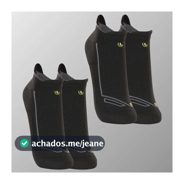 Kit 02 Pares Meia Soquete Lupo Dry Fit Anti Bolhas Esportiva Preto 37-40