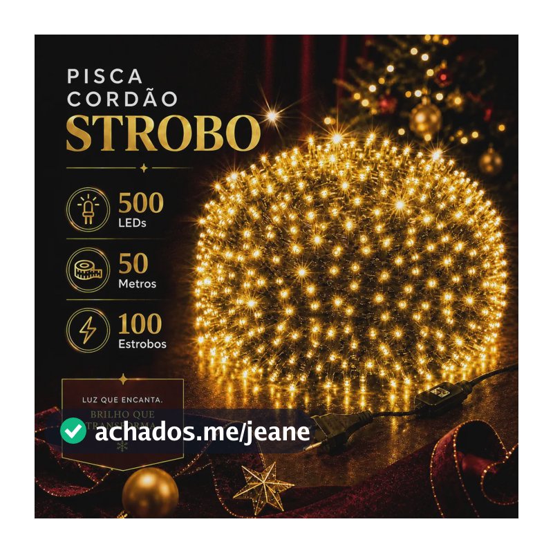 Strobo Natal 500 Leds Pisca 100 Flash 50m Prova D'água Bivolt Branco Quente