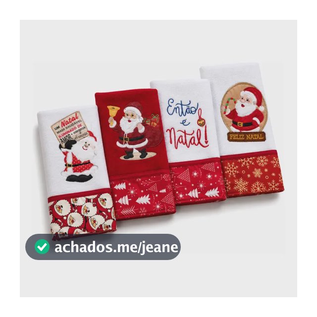 Pano De Prato Natal 100% Algodão Barrado Presenteável Kit 4 Kit 1- Então É Natal