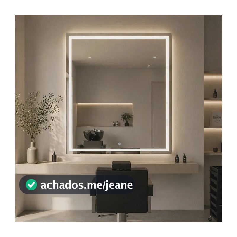 Espelho Jateado 60x40cm Com Led 3 Cores Touch Bivolt Closet
