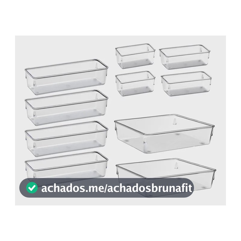 Kit 10 Organizador Multiuso Modular Gaveta Acrilico Rebirth Cor Cristal