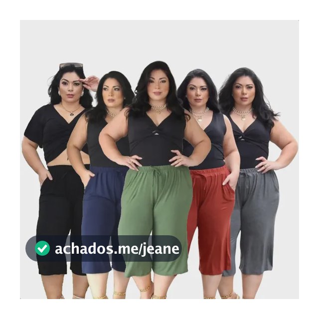 Kit 5 Calça Plus Size Pantacourt Feminina Malha Viscolycra