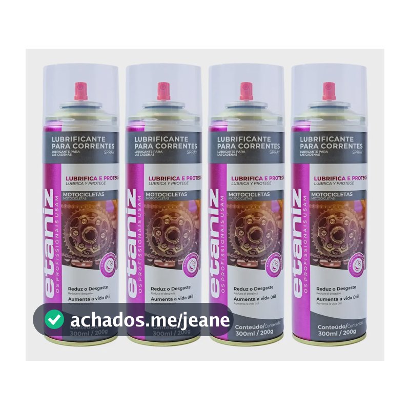 4x Etaniz Lubrificante Corrente Moto Spray Não Respinga