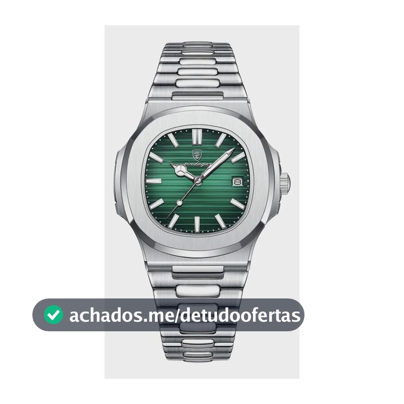 Relógio Poedagar 613 Aço Inoxidável Quartzo Fundo Verde 41mm Resistência Água