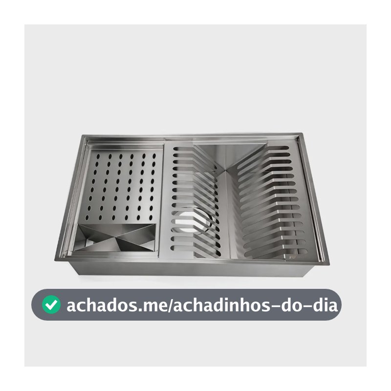 Canal Organizador Calha Pia Cozinha Umida Escorredor Louças Aço Inox 304 3 Módulos Gourmet Tubrax