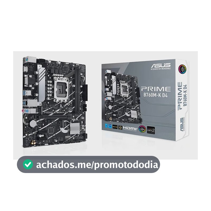 Placa-mãe Asus Prime B760m-k D4 Intel 1700 Ie 4.0 Preto Preto