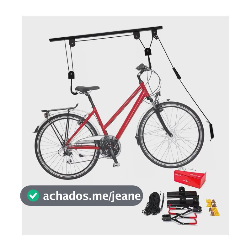 Suporte De Teto Bike Estacionamento Varal Polia Gancho Preto