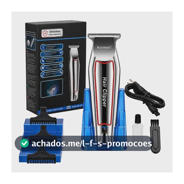 Maquina Acabamento Cortar Cabelo Barba E Pelos Kemei 032 Prateado 127/220v