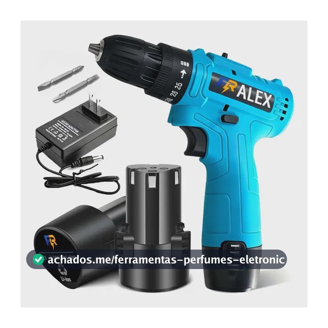 Parafusadeira Furadeira Tipo 3/8 Sem Fio 2x Baterias 12v 2.0 Ah Bivolt Frequência 50/60hz 2 Funções Com Kit Jogo 2 Bits
