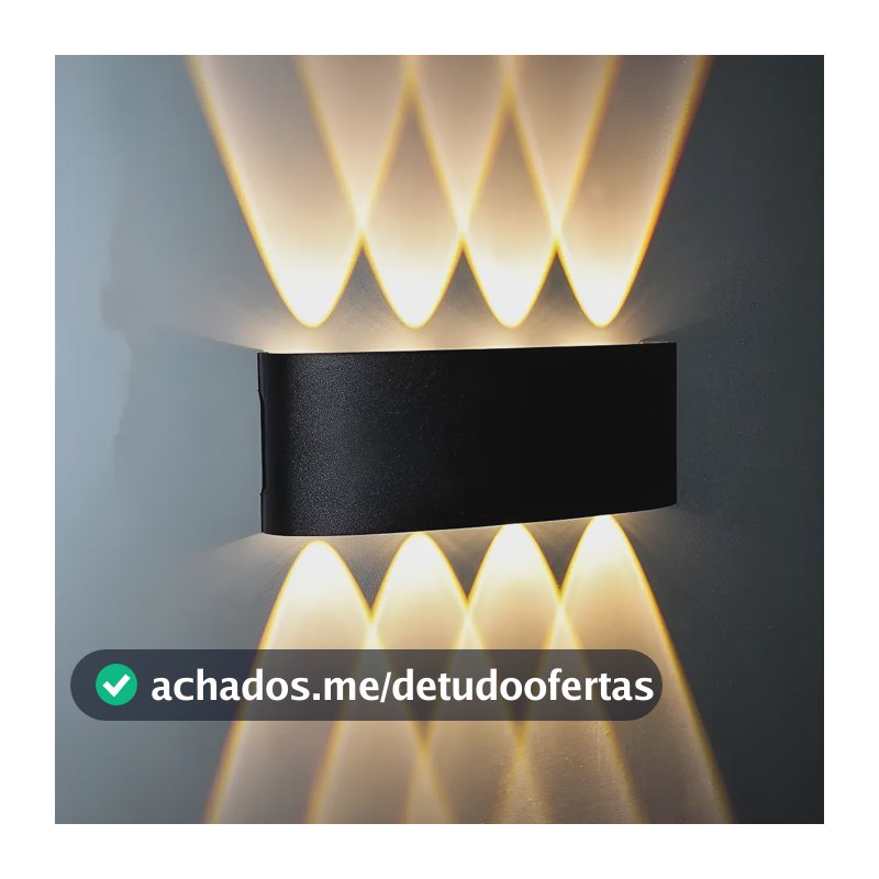 Arandela Led 8w Preta Retangular 2 Focos Luz Branco Quente 127/220v Preto