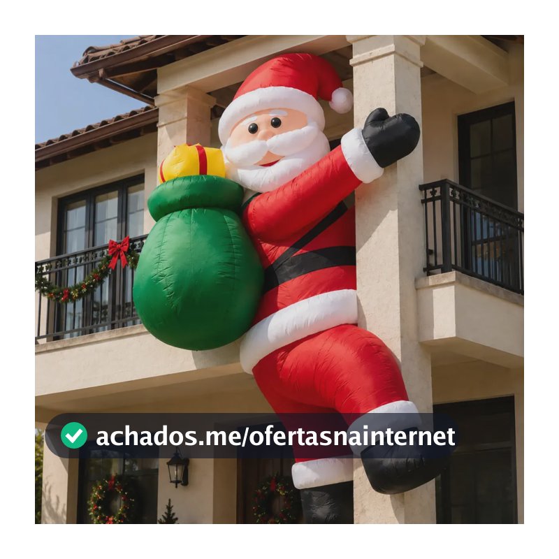 Papai Noel Inflável Gigante Natal Decoração Enfeite 2,4 Metr Papai Noel Escalador Gigante 2,4 Metros 127/220v