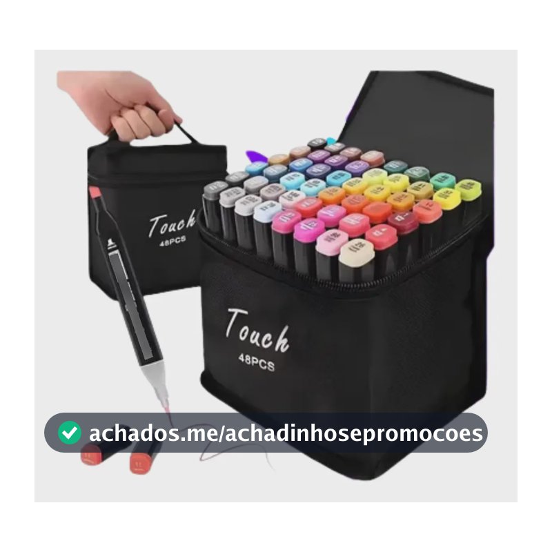 Kit Estojo Touch Canetas Ponta Dupla 48 Cores P/ Colorir