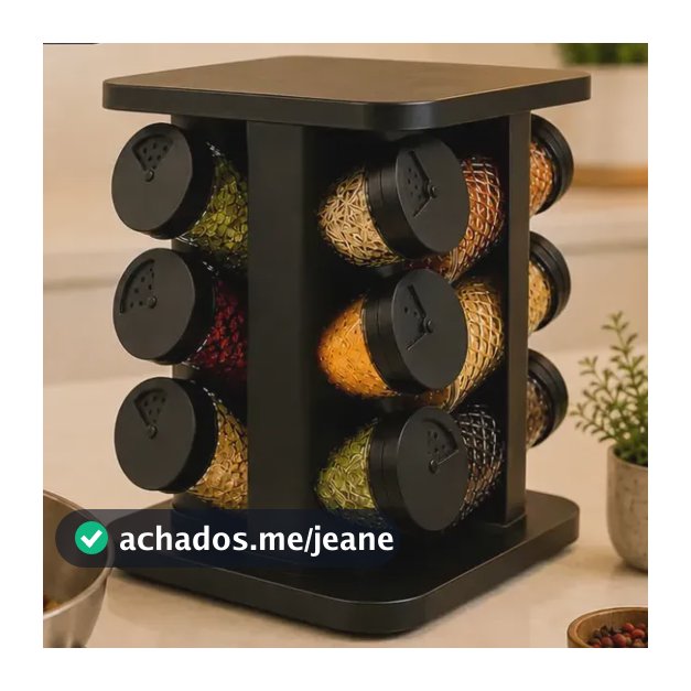 Porta Temperos Condimentos Giratório 360° 12 Potes De Vidro Dosador Preto Organizador Cozinha Bancada Mesa Redondo Premium Orvell