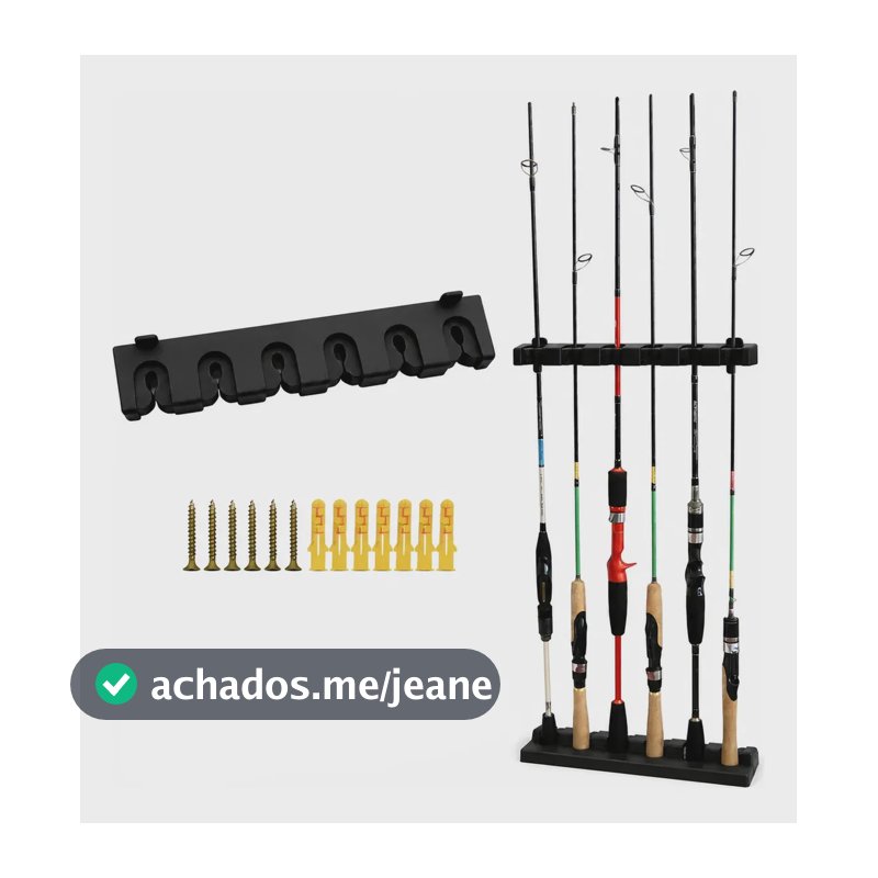 Suporte Expositor Varas Pesca Organizador Stick Rack Parede Preto