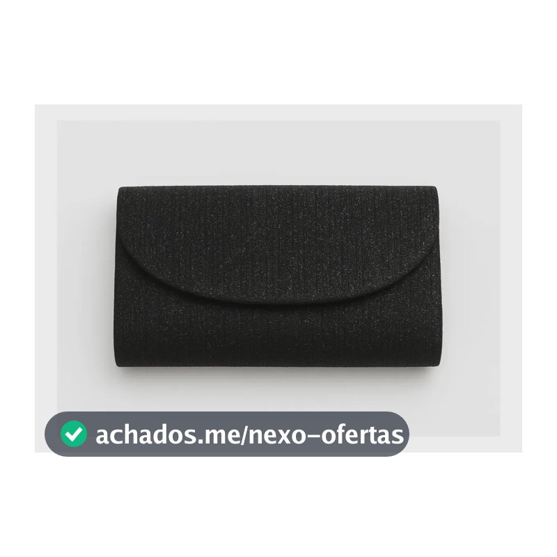 Bolsa Clutch para Festa Brilho e Glitter Feminina com Alça Removível Preta