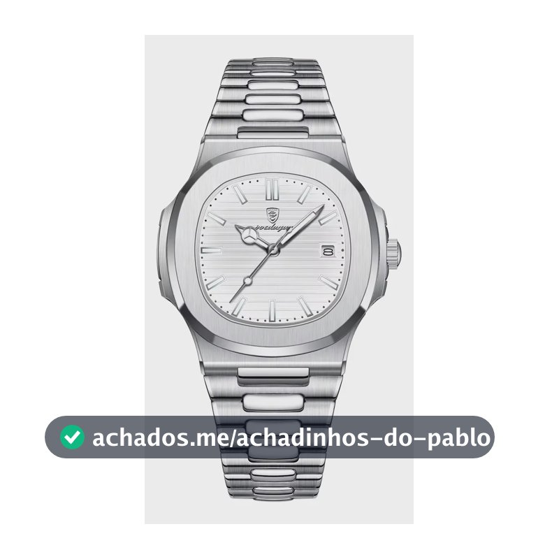 Relógio Poedagar De Luxo Aço Com Caixa E Ajuste De Pulseira Prateado Branco