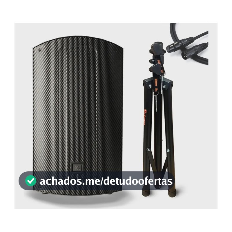 Kit Caixa Som Amplificada Jbl Max 15 Ativa 350w + Tripé Cabo Preto 110/220