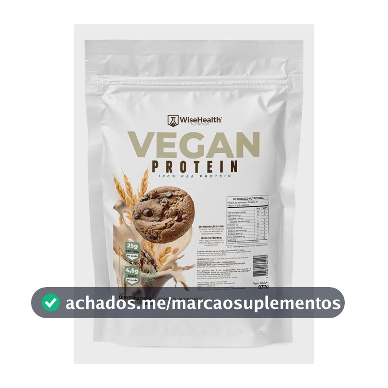 Proteína Vegana Ervilha 837g Sabor Cookie Maltado WiseHealth