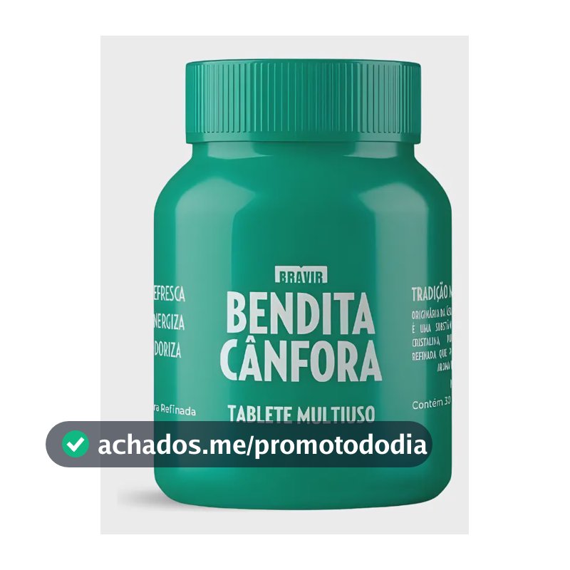 Bendita Cânfora Refinada Pote com 30 Tabletes Multiuso Bravir Casa