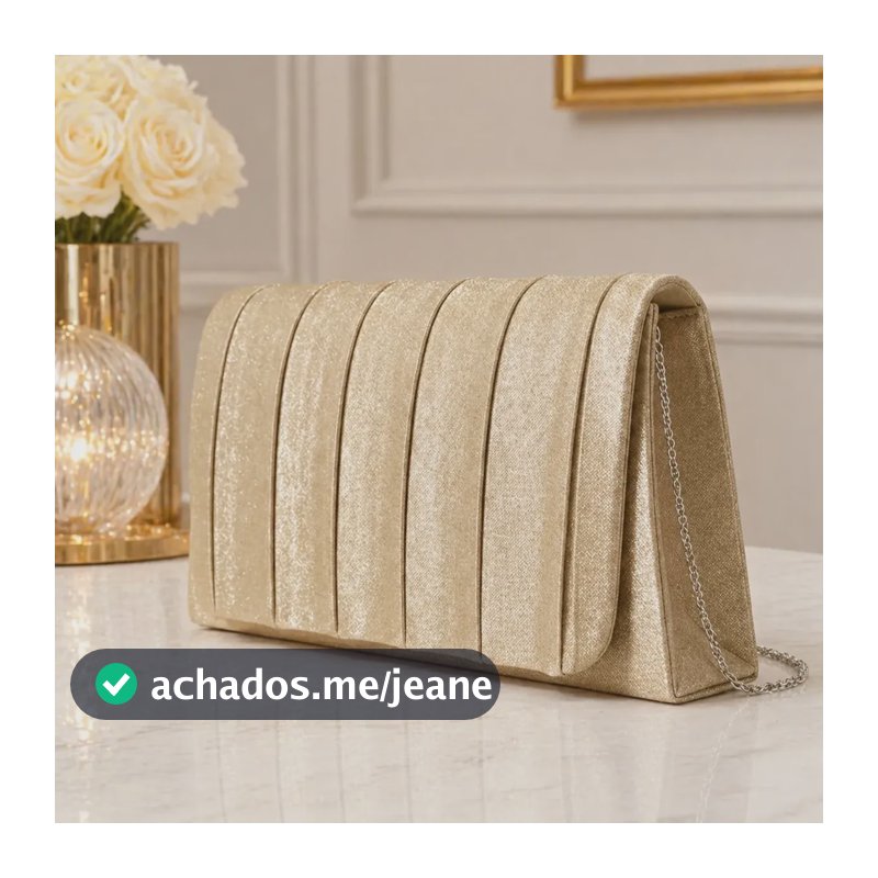 Bolsa Clutch Carteira Acetinada Casamento Festa Luxo Brilho Champagne Acetinado Metal Prateado