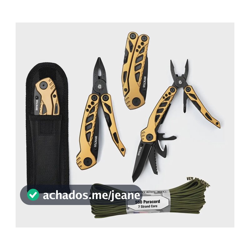 Multitool Narvik Invictus 7 Funções Aço Inox C/ Bainha Nylon Dourado