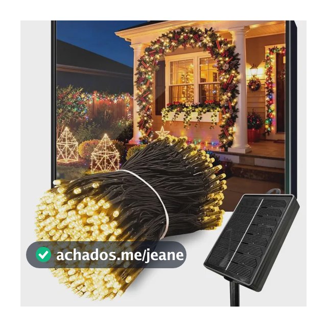 12 Metros Luzes Pisca Solares Luminárias Leds Varal Jardim