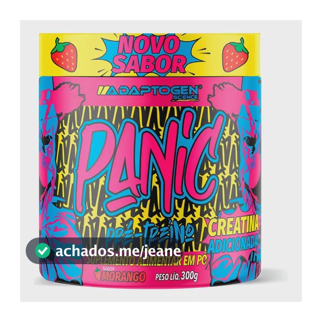 Suplemento Adaptogen Science Pré Treino Panic En Pó Sabor Morango X 300g