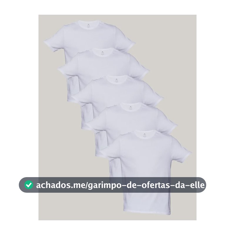 Kit 5 Camisetas Básicas Masculinas Algodão Branca Hering  Branco M Liso