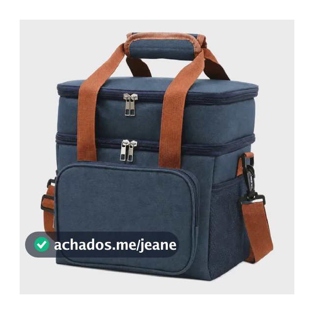 Bolsa Térmica Lancheira Marmita 13,5L 2 Compartimentos Frasqueira Dupla Camada Alça de Ombro Fitness Trabalho Azul