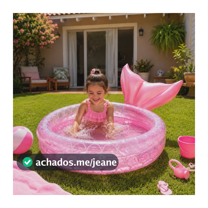 Piscina Inflável Infantil 200 Litros Redonda Sereia Crianças Rosa