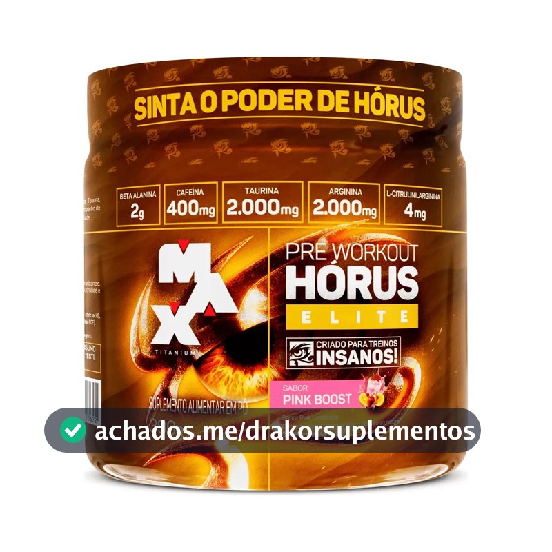 Horus Elite 390g Pré Treino 400mg Cafeína Max Titanium Sabor Pink Boost Lemonade