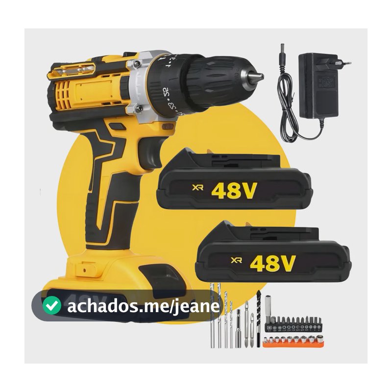 Parafusadeira Furadeira Eletrica Maleta 2 Bateria Cor Amarelo