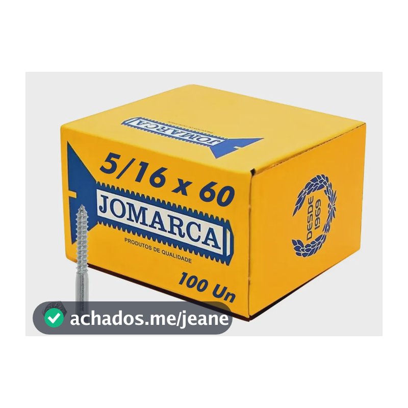 Parafuso Sextavado 5/16 X 60 Madeira Soberba Antena 100 Unid