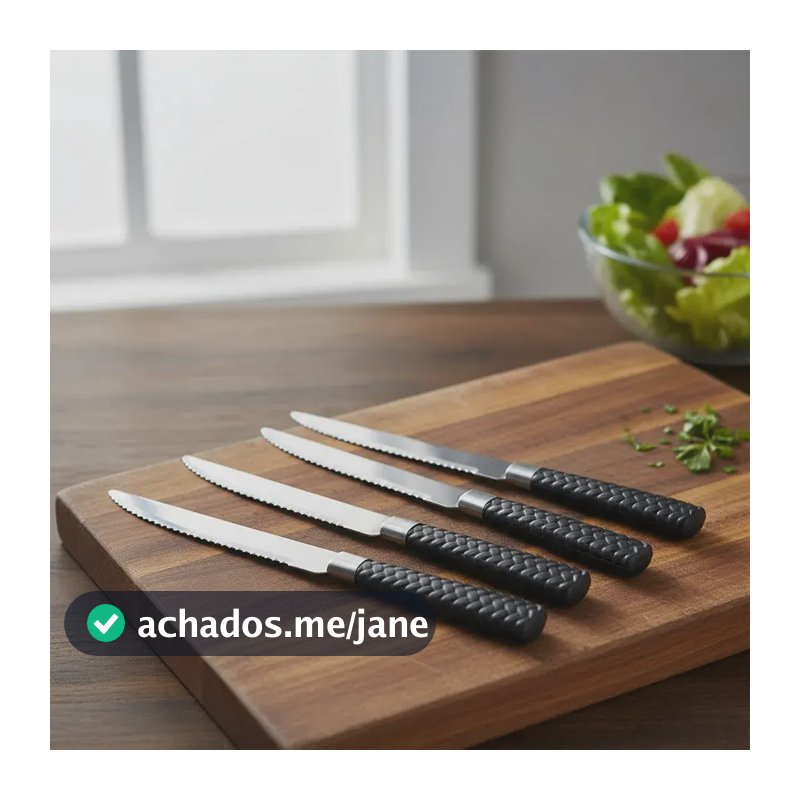 Kit 6 Facas de Mesa Inox Praticasa Preto 21cm Linha Gramado