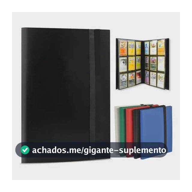 Fichário Álbum Para Cartas Pokémon 360 Slots Pasta Mgg Preto