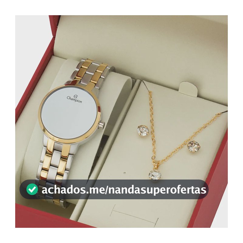 Relógio Digital Pequeno Feminino Prata Dourado Champion Kit Prateado/dourado Prateado Espelhado
