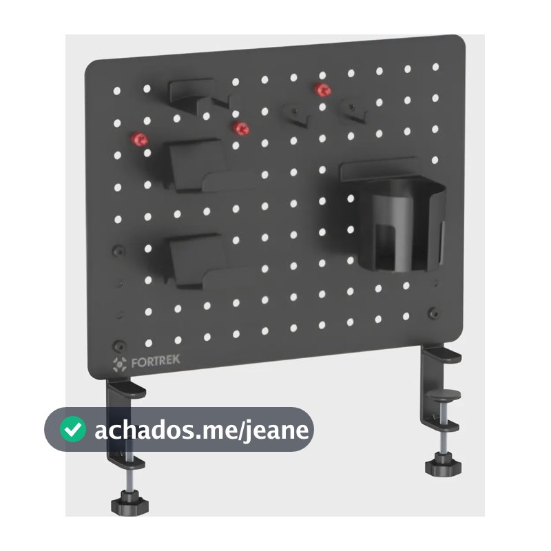 Painel Metal Organizador Fortrek Grid Space Gamer Preto com Acessórios