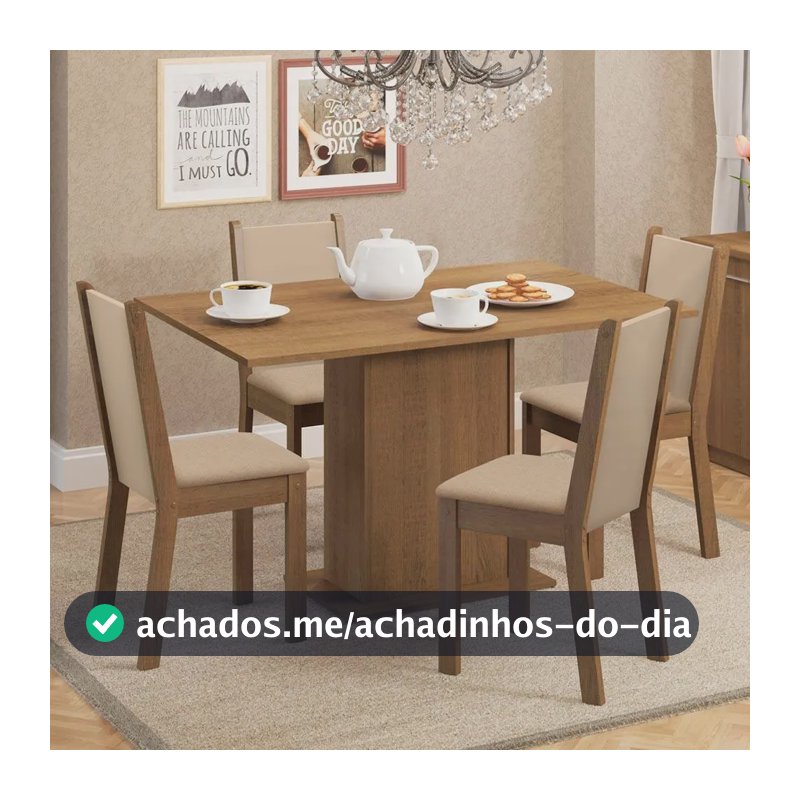 Sala De Jantar Madesa Talita Mesa Tampo Madeira 4 Cadeiras Cor Rustic/Crema/Pérola Desenho do tecido das cadeiras Liso