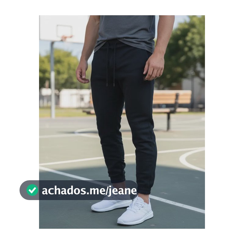 Calça Moletom Masculino Slim Jogger Algodão Premium Conforto Preta Liso M