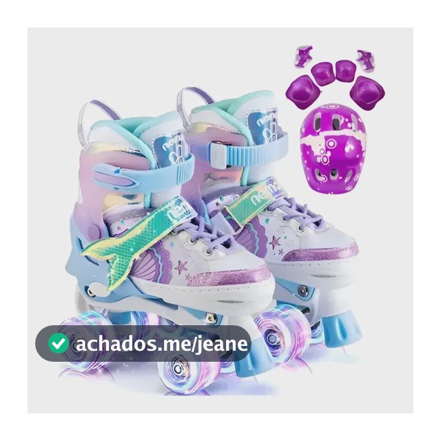 Patins 4 Rodas Com Led Patins Infantil Menina + Kit Proteção