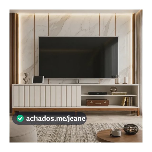 Rack Bancada Para Tv Até 75 Aurora 1.8 Mobler 1 Porta Com Pés Design Sala Moderna Cor Pérola Metalizado/cinamomo Mel