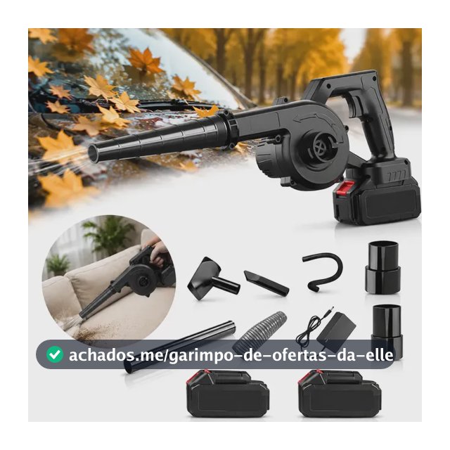 Soprador De Folhas Aspirador Elétrico Portátil Sem Fio Com 2 Baterias 2400mah2