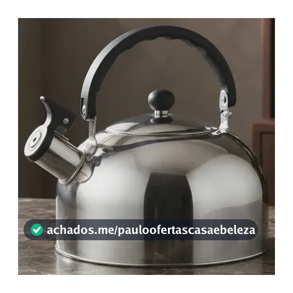 Chaleira Com Apito 2 Litros Aço Inox Em Casa Tem Resistente Cor Cinza