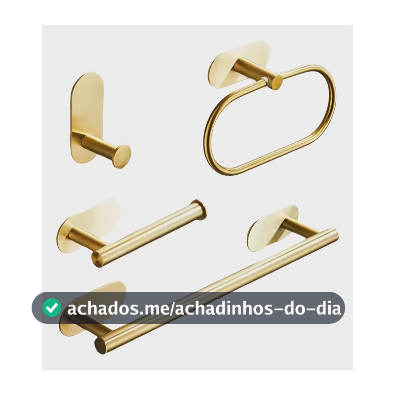 Kit Acessórios Banheiro Adesivo Cabide Toalheiros Papeleira Dourado Yesop