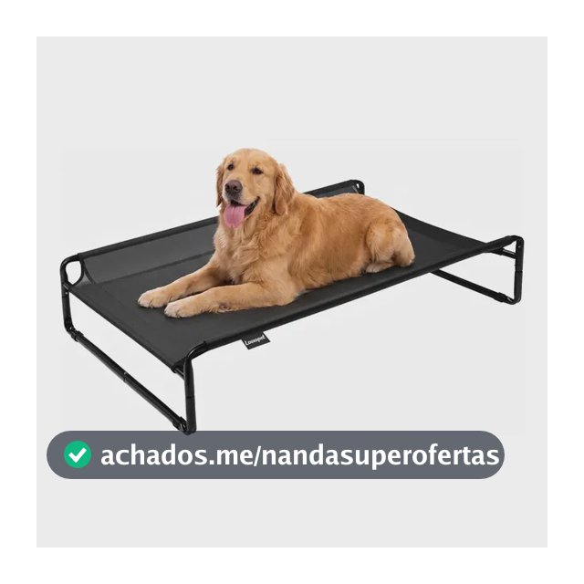 Cama Suspensa Grande Cachorros Looxopet Textilene Preto 110x77x21cm