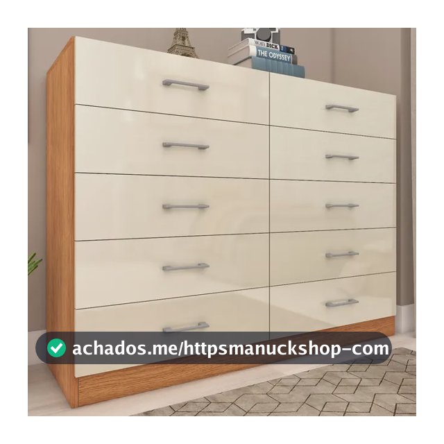 Comoda Multiuso Caribe Para Quarto 10 Gavetas Cinamomo/off White - Shark Moveis