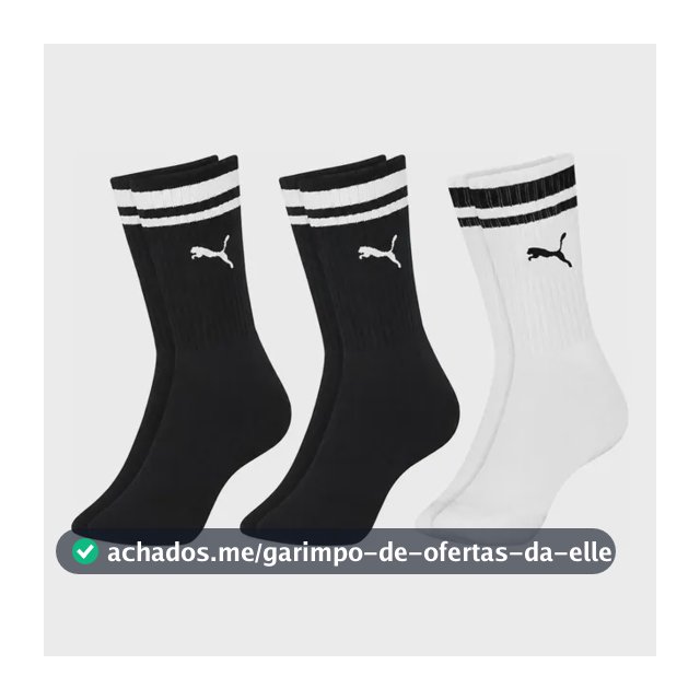 Kit 3 Pares Meias Puma Cano Alto Longo Academia Original