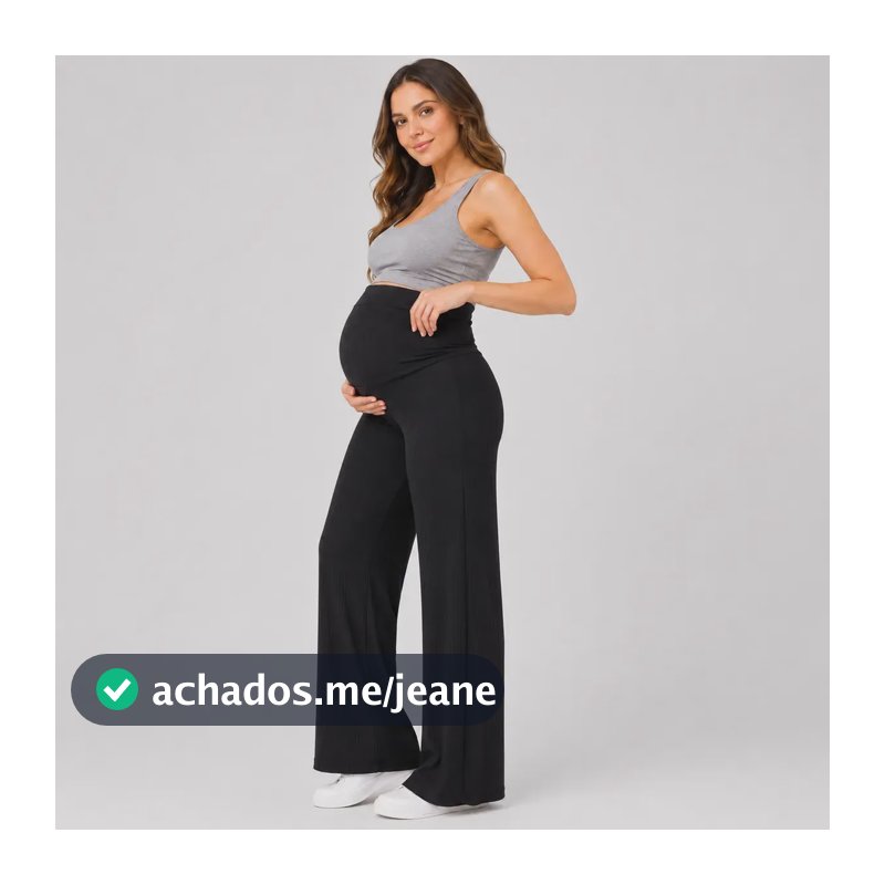 Calça Gestante Maternidade Pantalona Alto Conforto Preto Gg